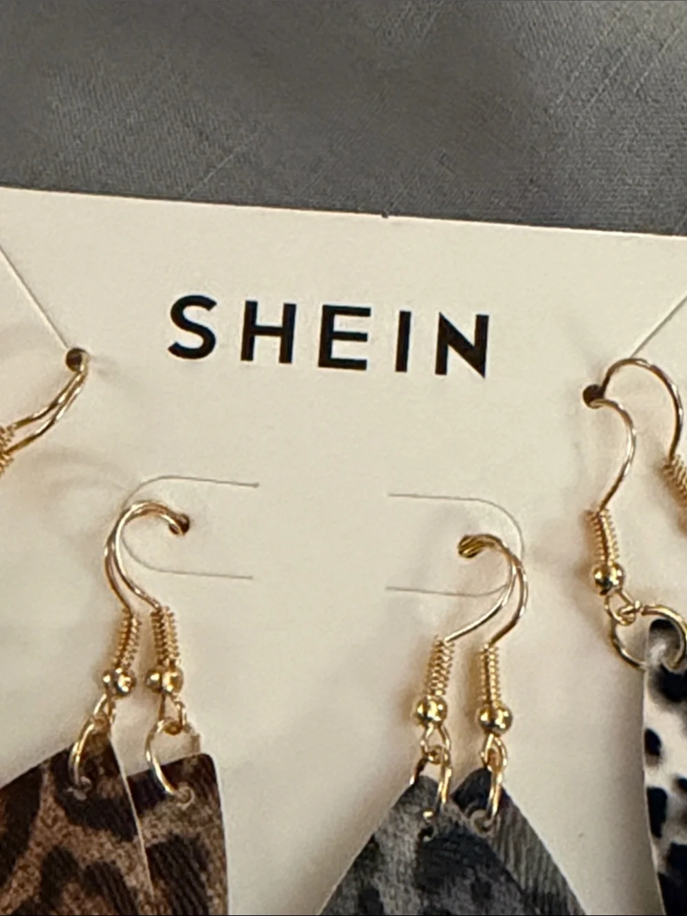 SHEIN Leopard Print Teardrop Earrings - Brown, Gray, White 4 pair